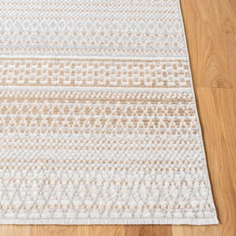 Boho Modern Beige Round Synthetic Easy-Care Area Rug