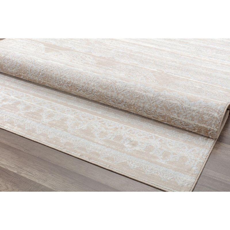 Rugs America Leopold LX10B Misty Cream Transitional Cream Area Rug for Dining Room Rug Neutral Rug Living Room Rug Kitchen, 5'3"x7'
