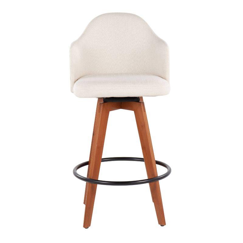 Set of 2 Ahoy Bamboo/Polyester/Metal Counter Height Barstools Walnut/Cream/Black - LumiSource