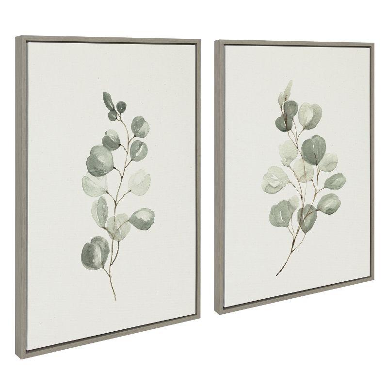 Eucalyptus Greenery Framed Canvas Wall Art Set