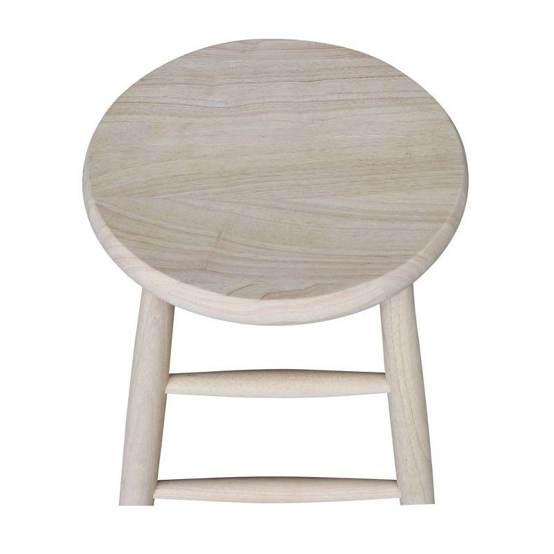 24" Scooped Seat Counter Height Barstool Unfinished - International Concepts: Solid Wood, Round, Backless