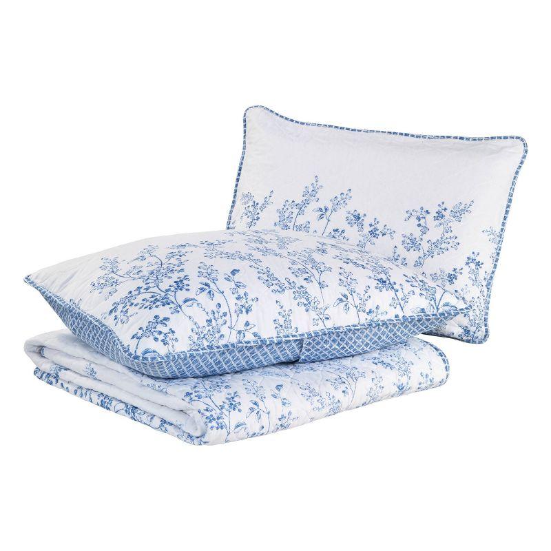 Flora Reversible Quilt Set Blue - Laura Ashley