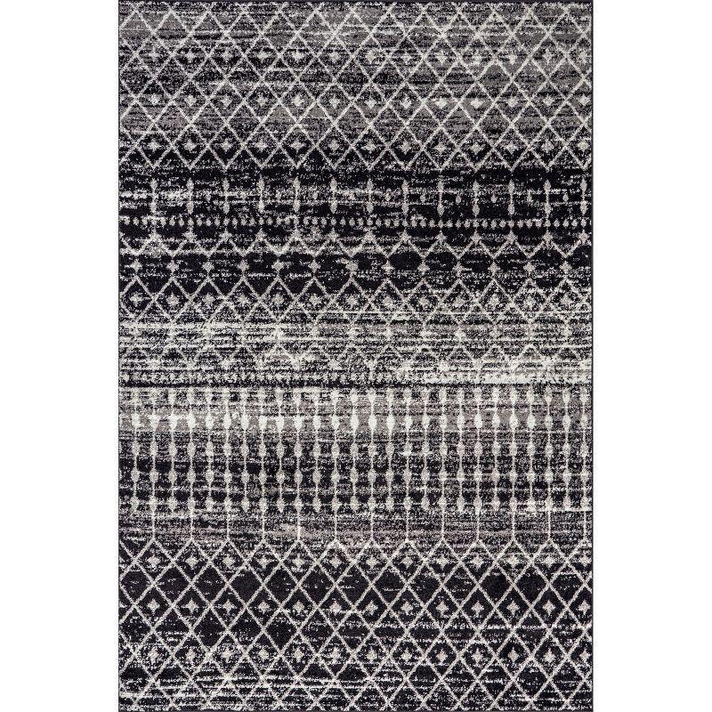 Nuloom 6 Square Moroccan Blythe Indoor Area Rug, Black, Faded Bohemian Design, Stain Resistant, BedroomLiving Room, Kitchen,