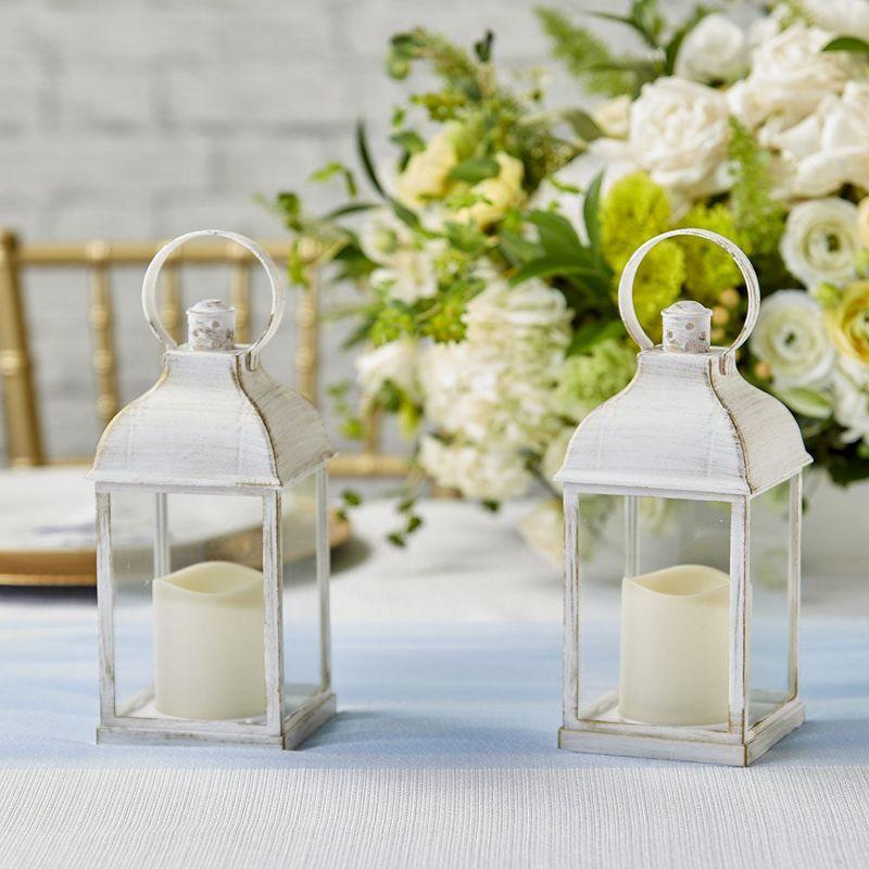 Kate Aspen LED Vintage Decorative White Lantern - Marrakesh (Set of 2) | 18214WT-2set