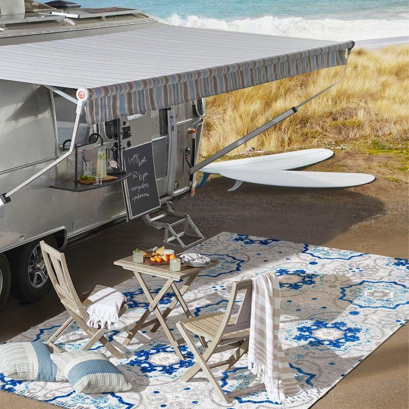 3'x5' Mediterranean Medallion Indoor/Outdoor Area Rug, Blue/Gray - JONATHAN Y