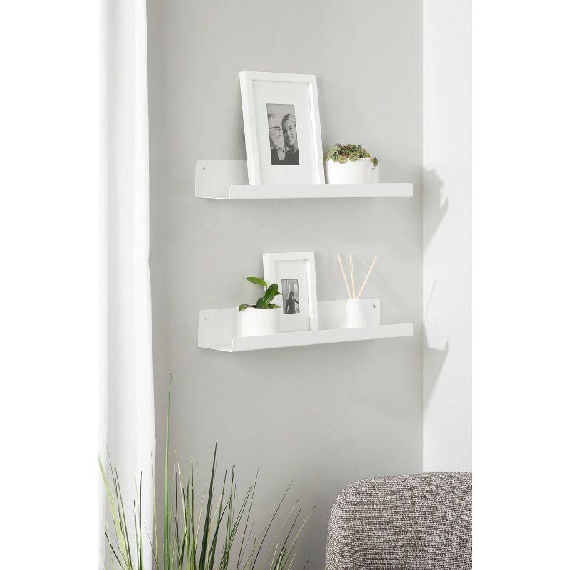 24" x 3" Mezzo Modern Metal Ledge Shelf Set White - Kate & Laurel All Things Decor