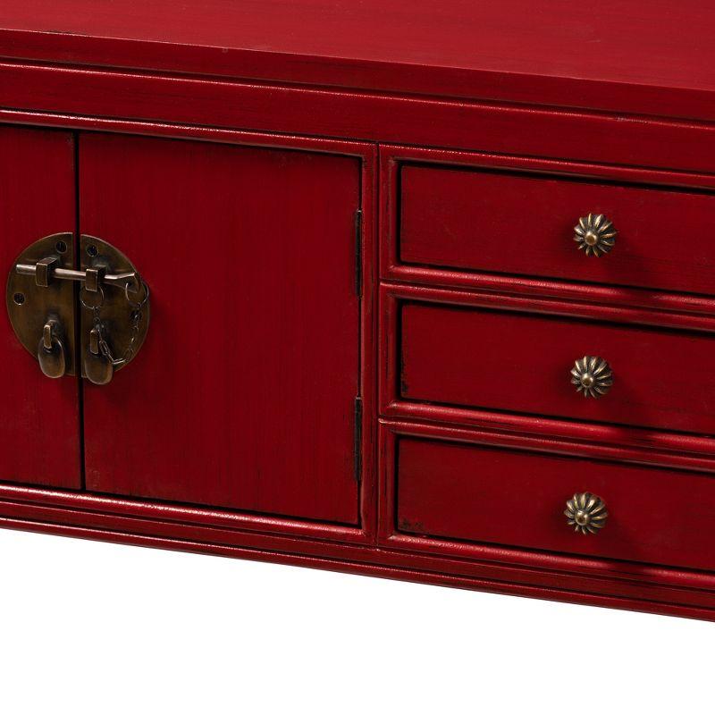 Melodie 6 Drawer Console Table Red - Baxton Studio