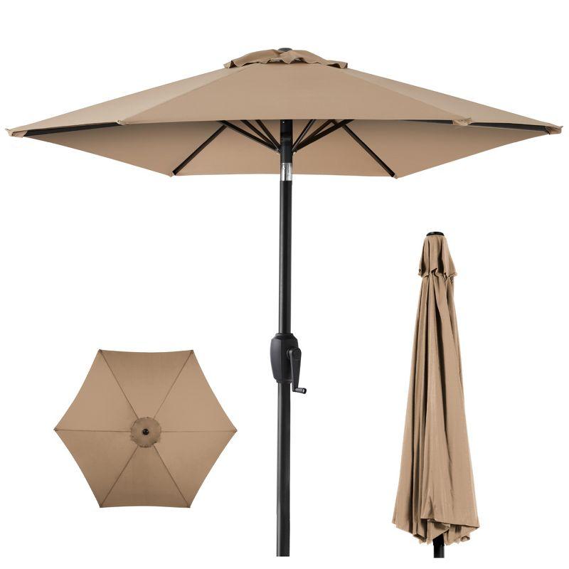 Tan 7.5ft Heavy-Duty Outdoor Market Patio Umbrella with Steel Pole