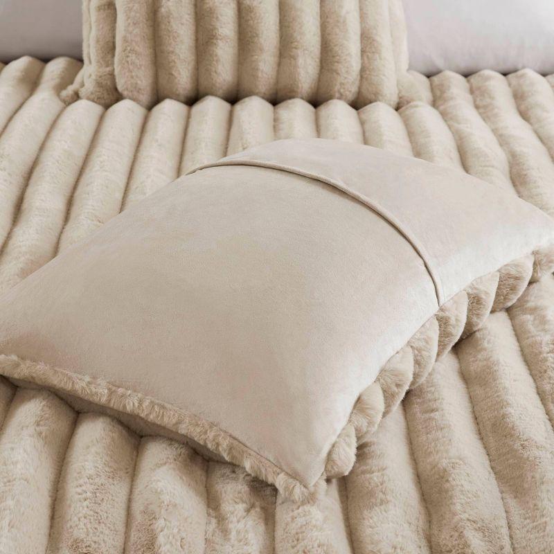 Madison Park 3pc King Dahlia Faux Fur Comforter Set Taupe