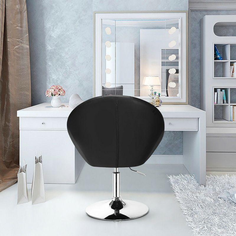 Yaheetech Height Adjustable Swivel Upholstered Round Accent Chair Barrel Chair-Black