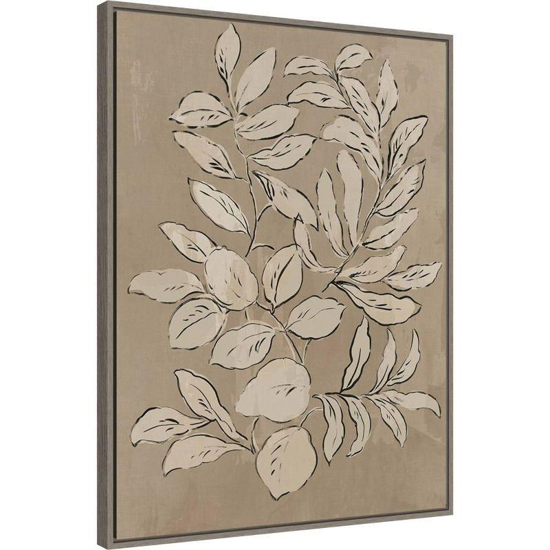 23" x 30" Leaves Sketches II by Asia Jensen Framed Canvas Wall Art Print - Amanti Art: Modern Botanical Lithograph, Polystyrene Frame