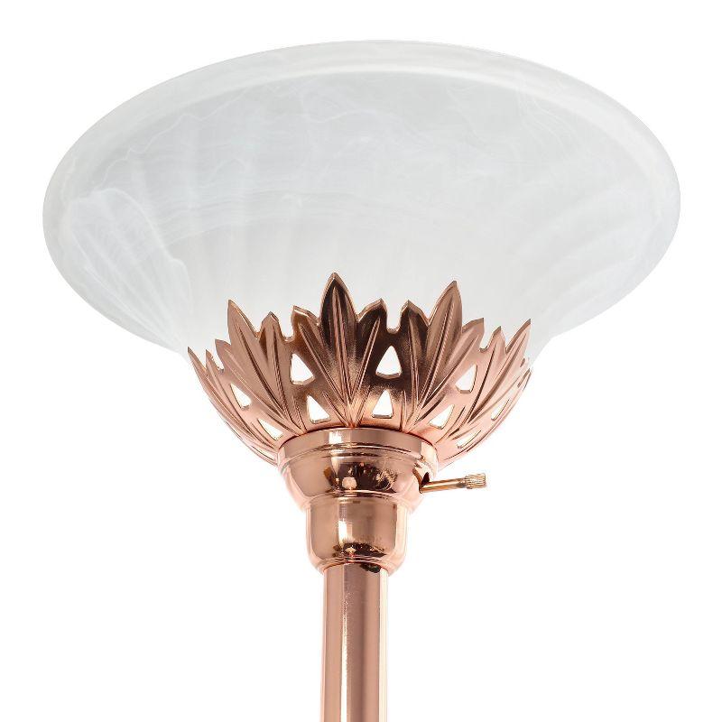 Torchiere Floor Lamp with 2 Reading Lights and Scalloped Glass Shades - Lalia Home