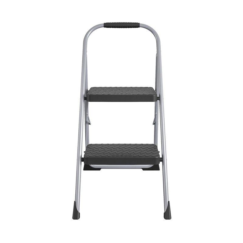 Platinum and Black Foldable 2-Step Steel Step Stool