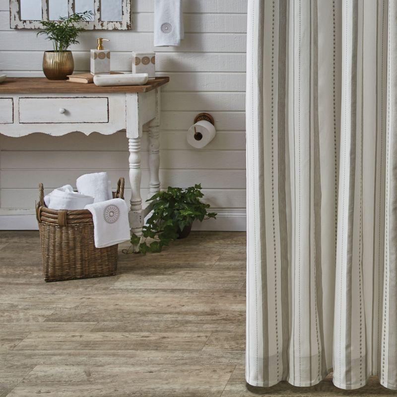 Larkin Tan and Cream Striped Fabric Shower Curtain