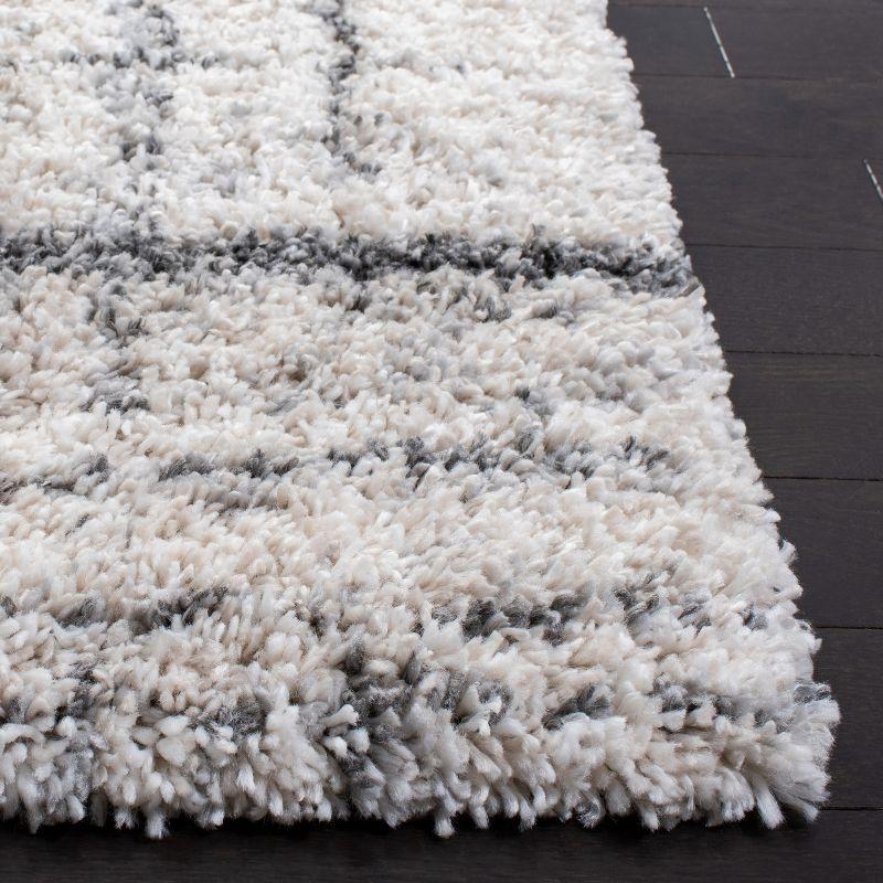 Ivory Square Plush Shag 5'3" Synthetic Area Rug