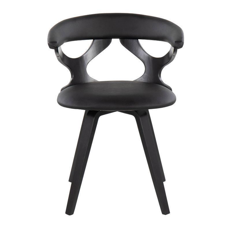 Gardenia PU Leather/Wood Dining Chair Black - LumiSource: Swivel Seat, Padded Upholstery, Bent Wood Legs