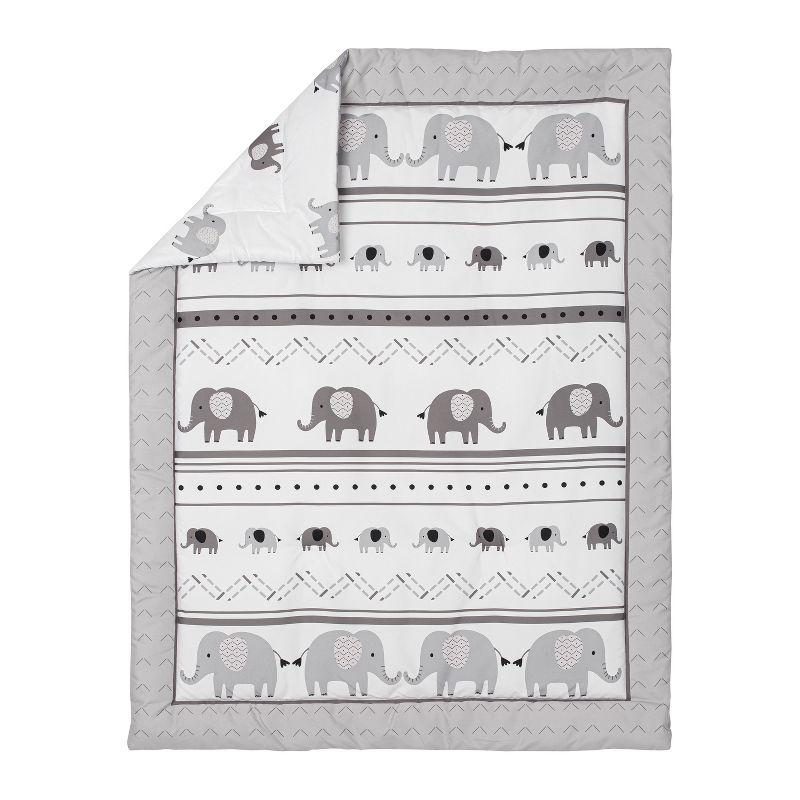 Sweet Jojo Designs Gender Neutral Unisex Baby Crib Bedding Set - Boho Elephant Grey White 3pc