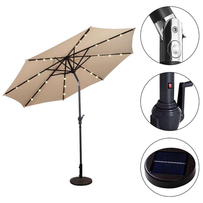 Costway 10ft Patio Solar Umbrella LED Patio Market Steel Tilt w/ Crank Outdoor Beige