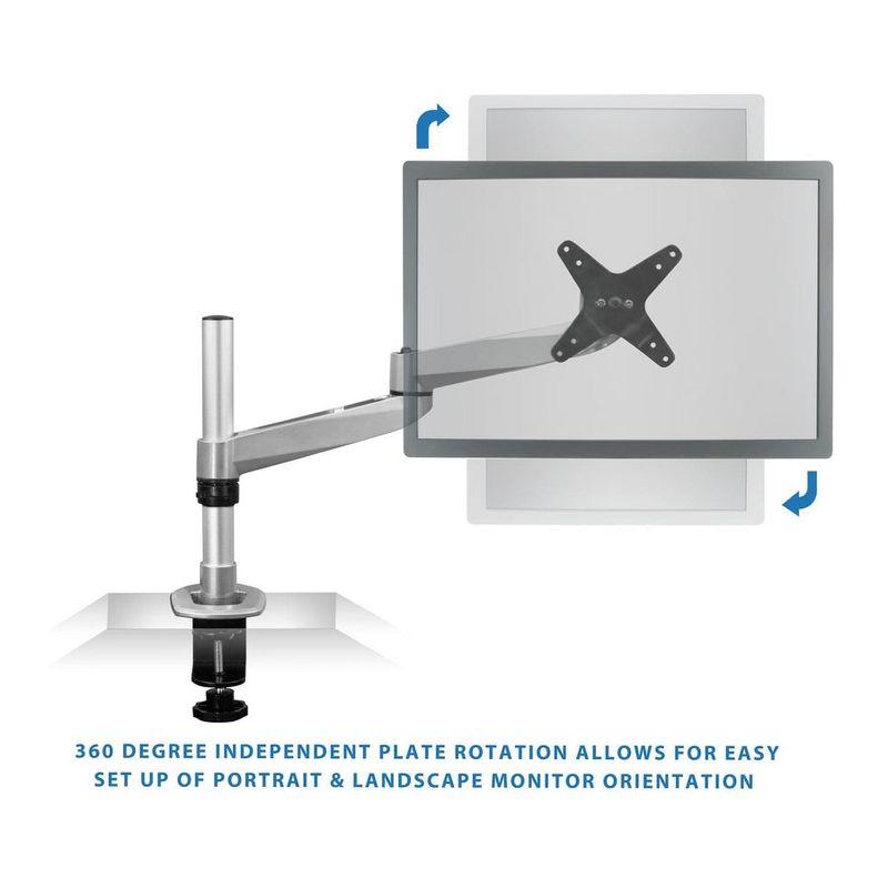 Mount-It! Single Height-Adjustable, Articulating, Pivoting, Swiveling, Tilting, Arm Desk Mount for LCD, LED, Computer Monitor Displays, Silver