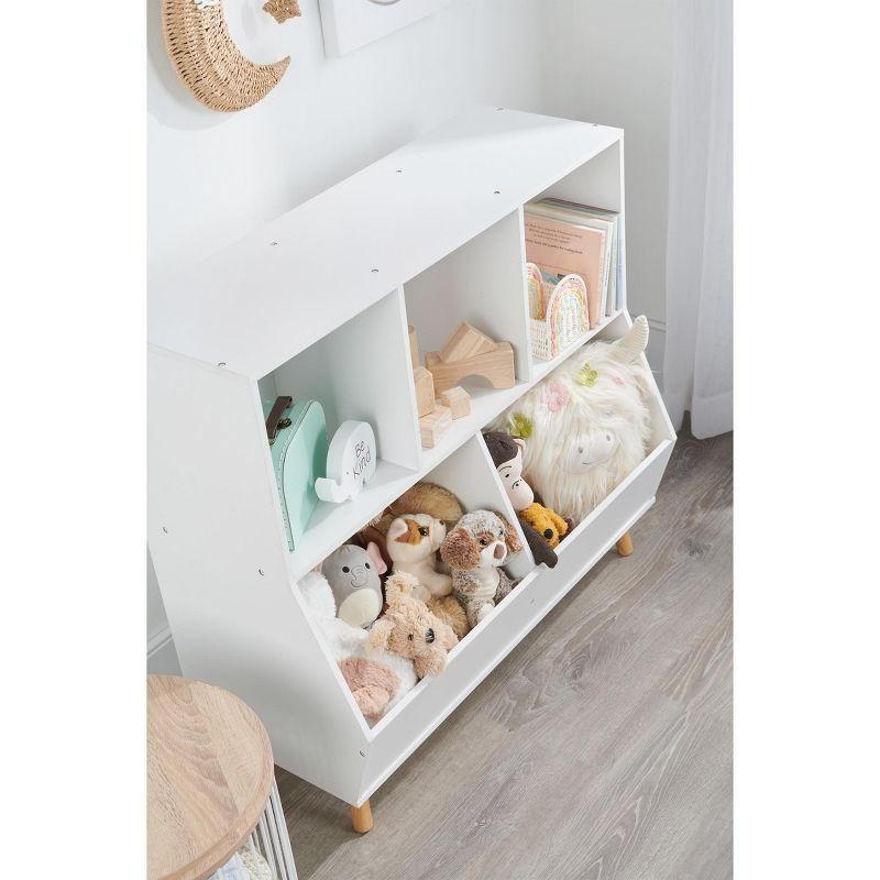 White Wooden Kids Toy Storage Cubby with Feet