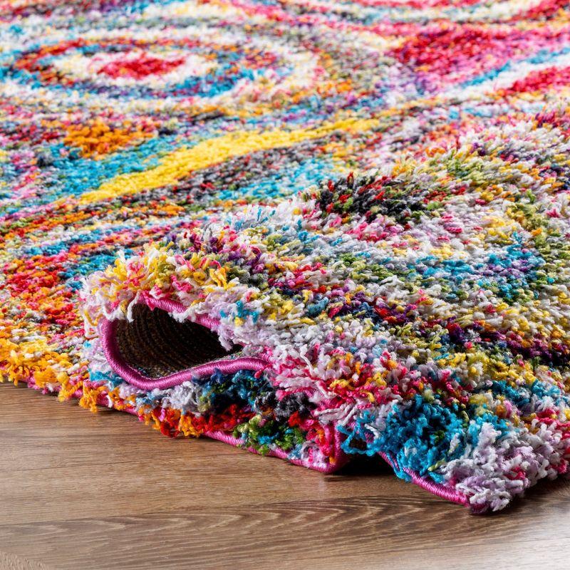 Nuloom Kindra Abstract 4x6 Shag Indoor Area Rug for Living Room Bedroom Dining Room Nursery, Multicolor/Red