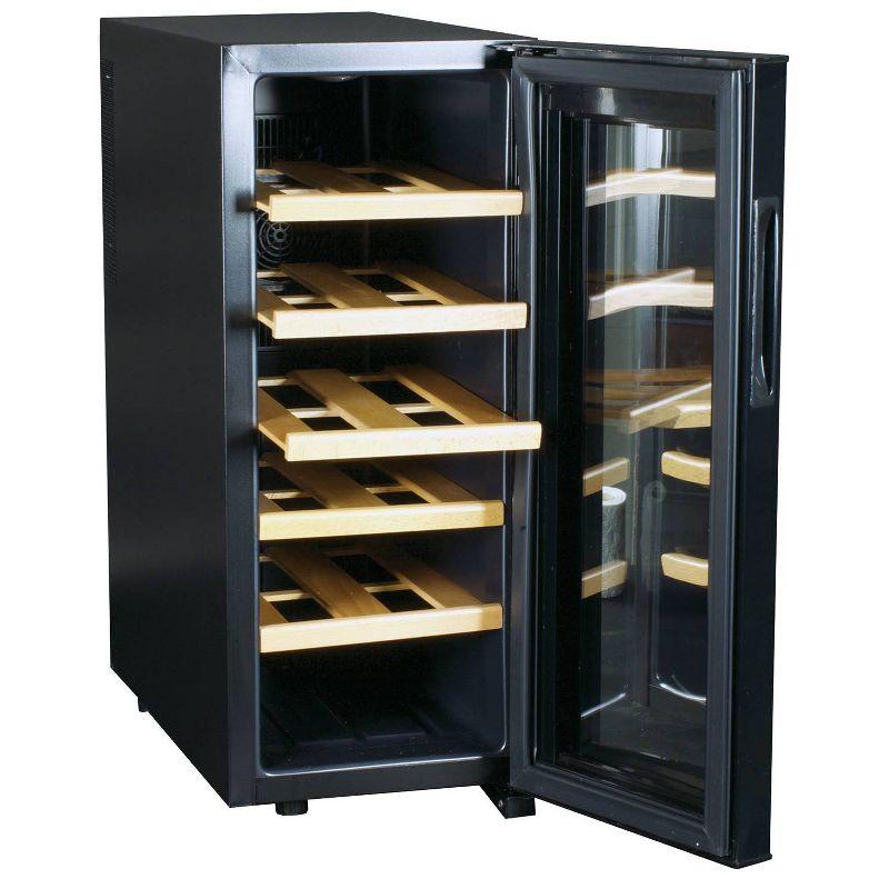 Koolatron Wine Cooler Refrigerator 12 Bottle Deluxe Countertop Compact Wine Cellar, Small Freestanding: Black Glass Door, Thermoelectric, 6 Shelves
