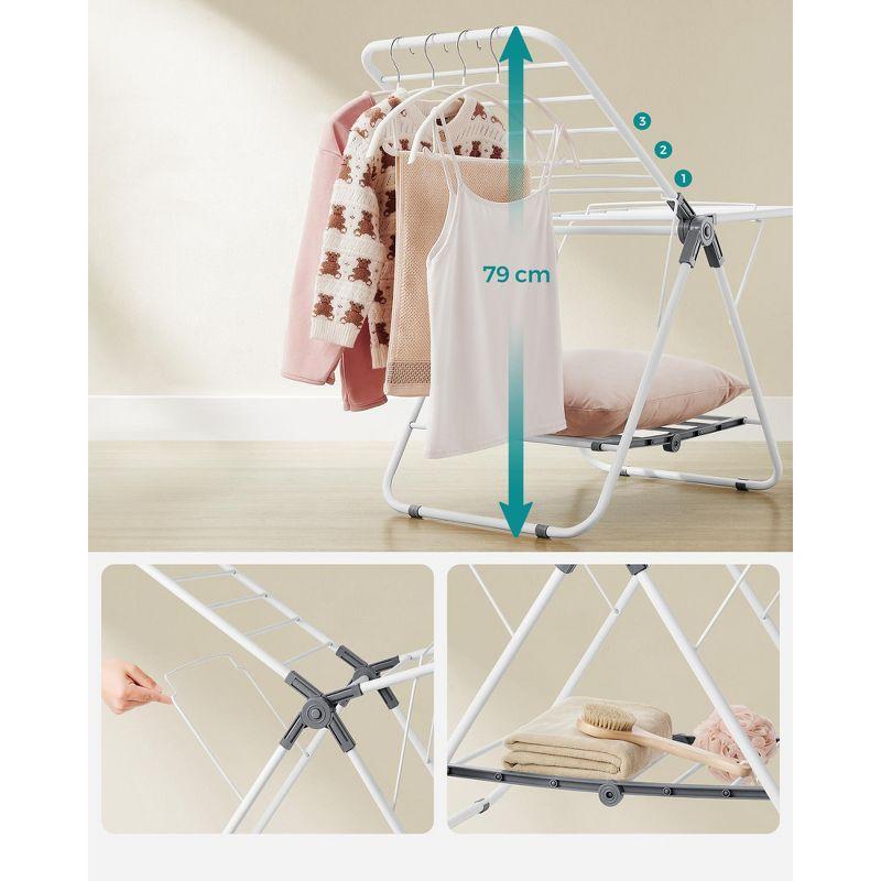 SONGMICS Small Clothes Drying Rack, Foldable 2-Level Laundry Drying Rack, Space-Saving, 17.3 x 39.8 x 19.7 Inches, Cloud White