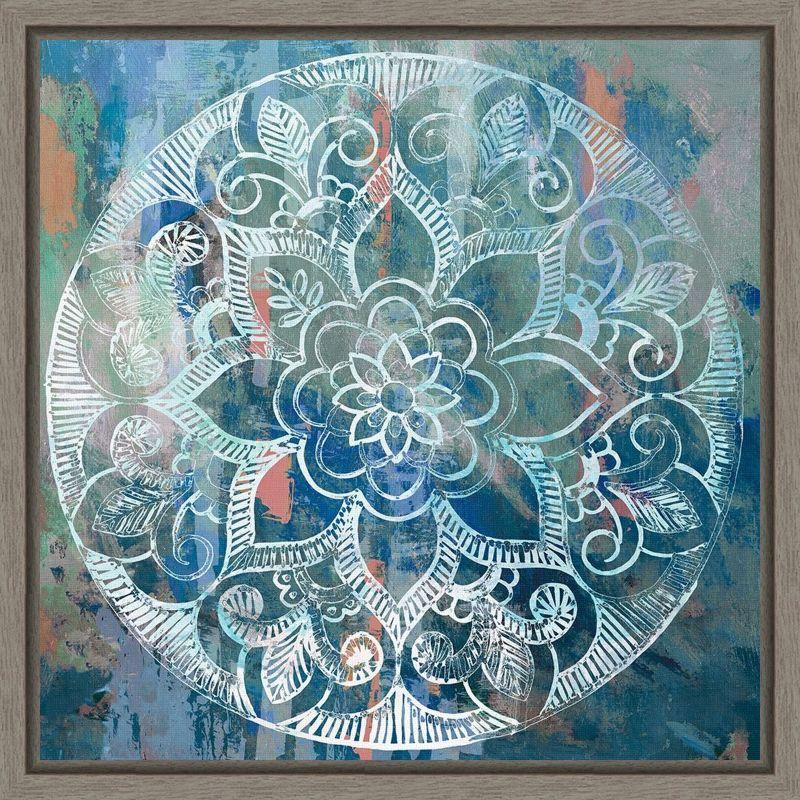 Indigo Medallion Abstract Canvas Wall Art Print