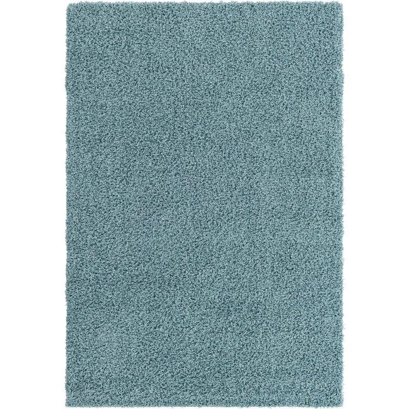 Unique Loom 4' 1 x 6' 1 Solid Shag Light Slate Blue Area Rug
