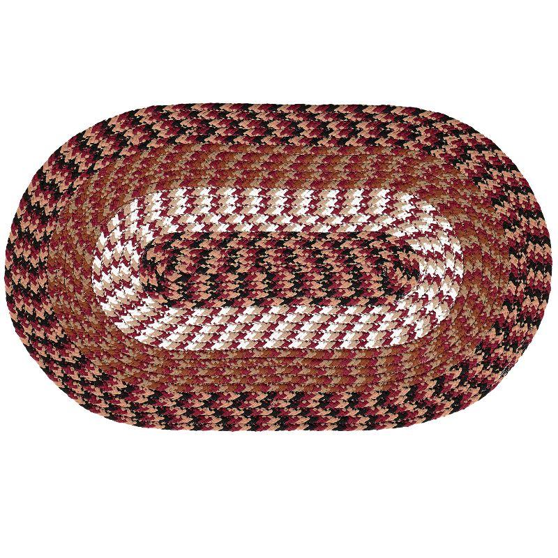 Burgundy Stripe Braided Oval Reversible Synthetic Rug - 25"x20"