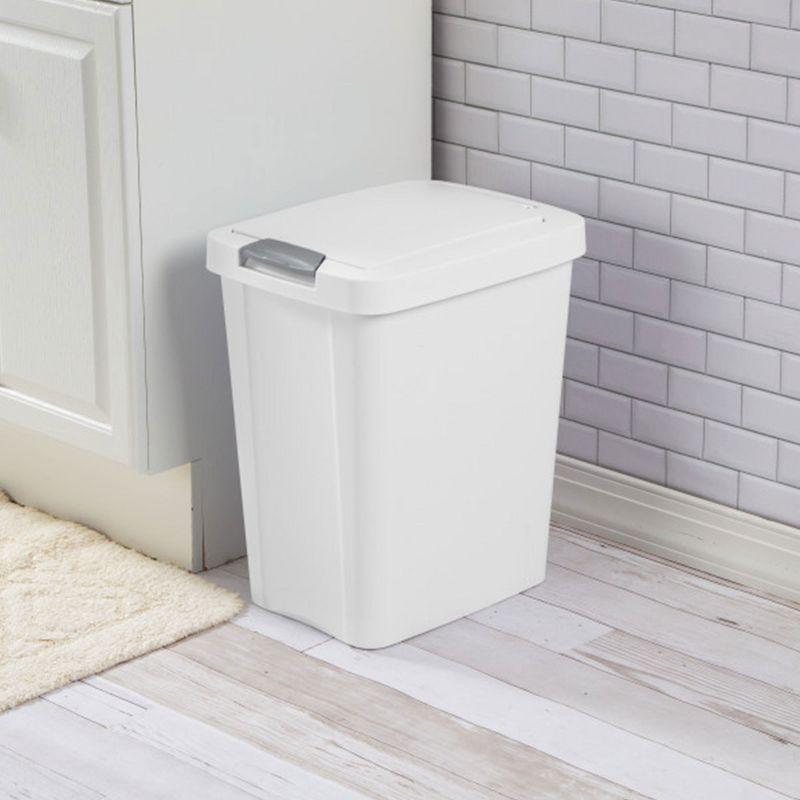 Sterilite Gallon TouchTop Narrow Plastic Wastebasket with Secure Titanium Latch for Kitchen, Bathroom, and Office Use