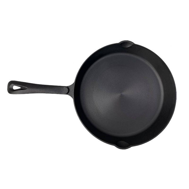 Lehman's Cast Iron Skillet - Nitrogen Hardened Cookware, Tough but Lightweight, No Need to Season, Silicone Safety Handle Included - 12 inch
