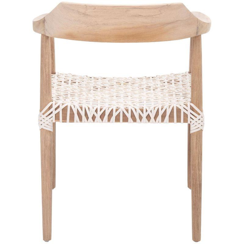 Munro Leather Woven Accent Chair - ACH1005 - Natural/White - Safavieh
