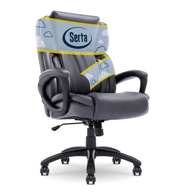 Serta Serta Garret Executive Office Chair, Ergonomic Lumbar Support, Semi-Plush Cushion, Body Pillows
