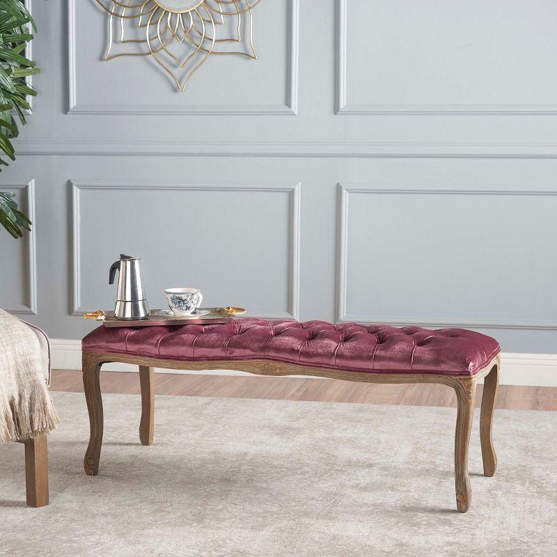 Tassia New Velvet Tufted Bench - Blush - Christopher Knight Home