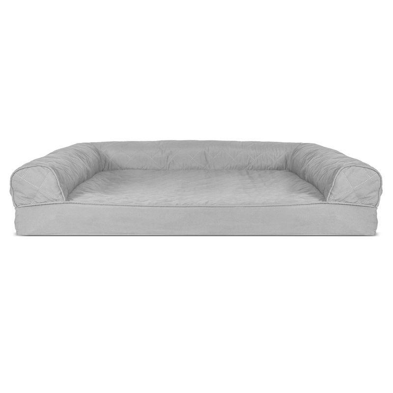 Silver Gray Large Quilted Orthopedic Foam Dog Sofa Bed