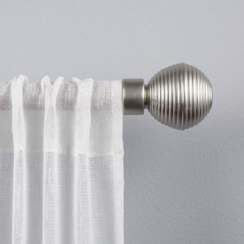 EXCLUSIVE HOME Modern Layer 1" Curtain Rod and Coordinating Finial Set, Matte Silver, Adjustable 36"-72"