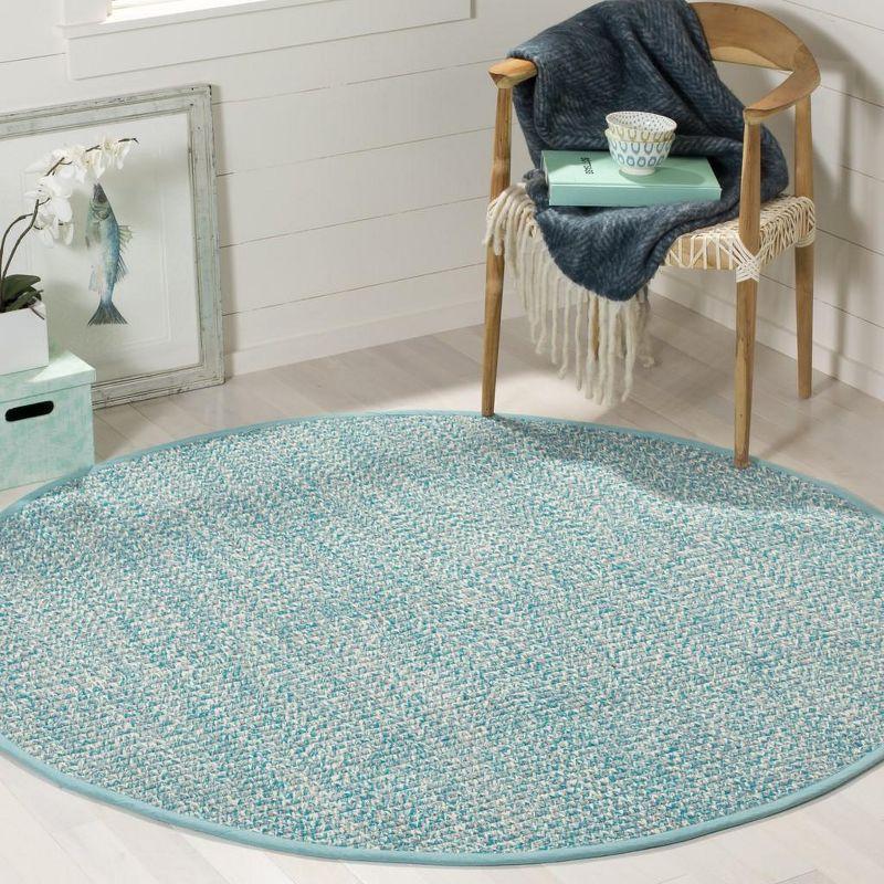 Coastal Charm Turquoise Multi Handwoven Cotton 6' Round Rug