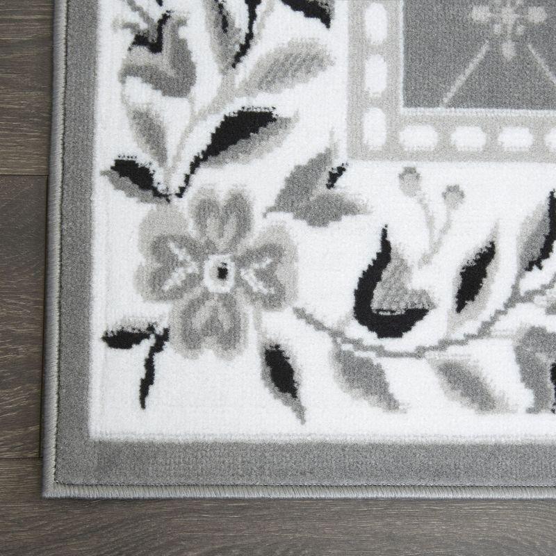 Home Dynamix Premium Aydin Traditional Diamond Floral Area Rug, Grey/Ivory, 3'7"x5'2"