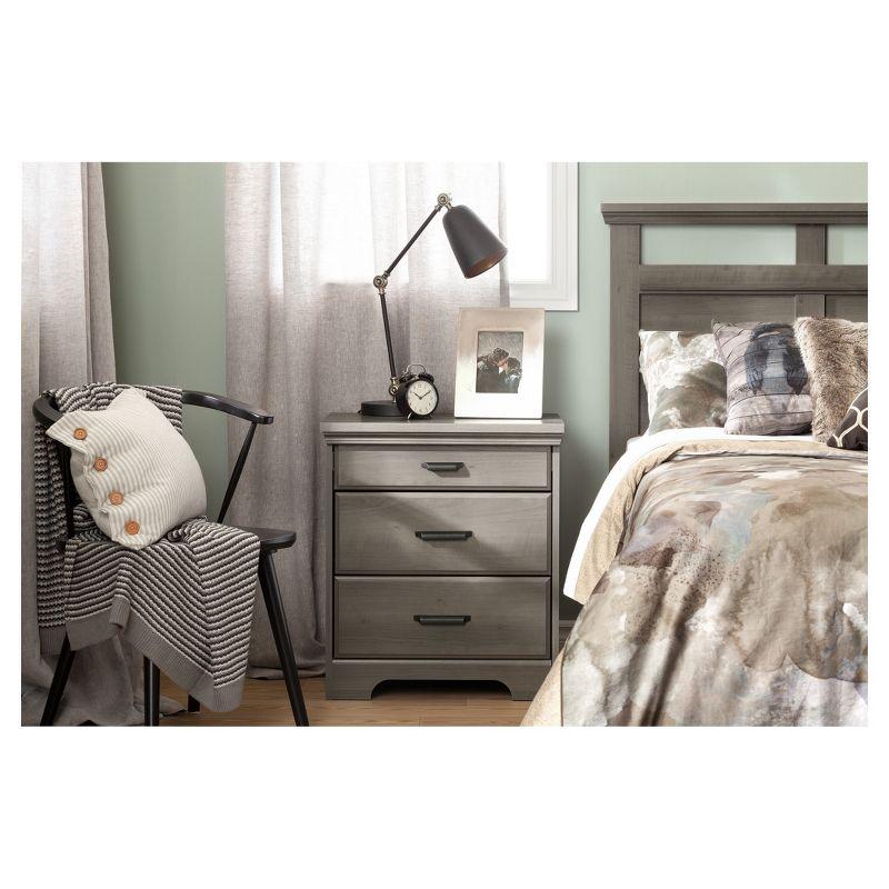 Gray Maple 2-Drawer Nightstand with Charging Station