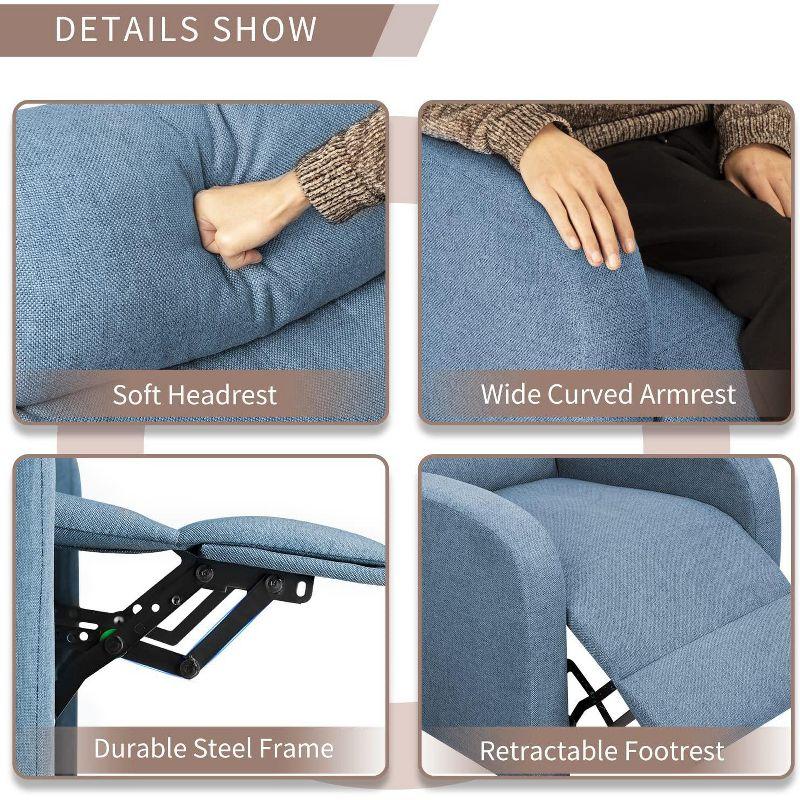 LACOO Linen Home Theater Recliner with Massage Backrest - Blue