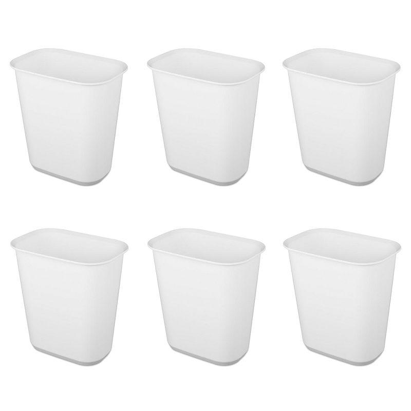 Sterilite Rectangular Wastebasket Open Top Trash Bin, 6 Pack