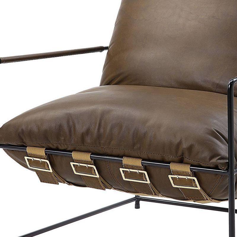 Oralia 27" Accent Chairs Saturn Top Grain Leather - Acme Furniture: Swivel, Metal Frame, No Assembly Required