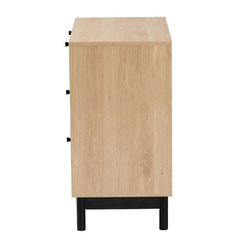 Baxton Studio Cherelle Mid-Century Modern Light Brown and Black 3-Drawer Storage Cabinet