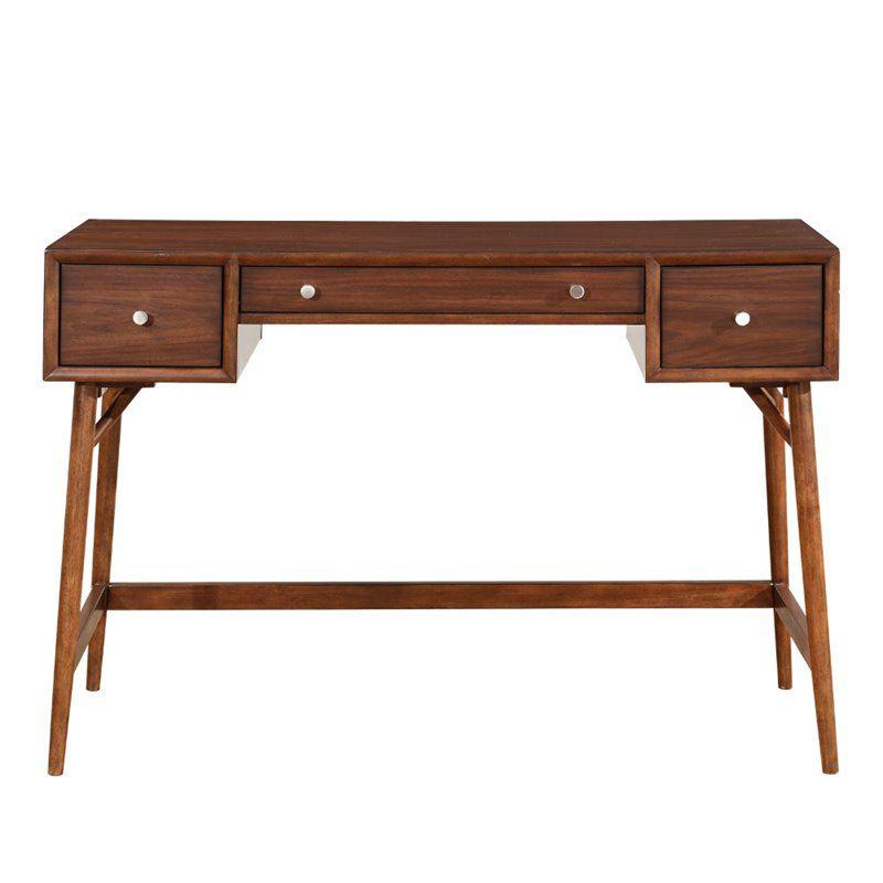 Walnut Brown Mid-Century Modern Counter Height Desk