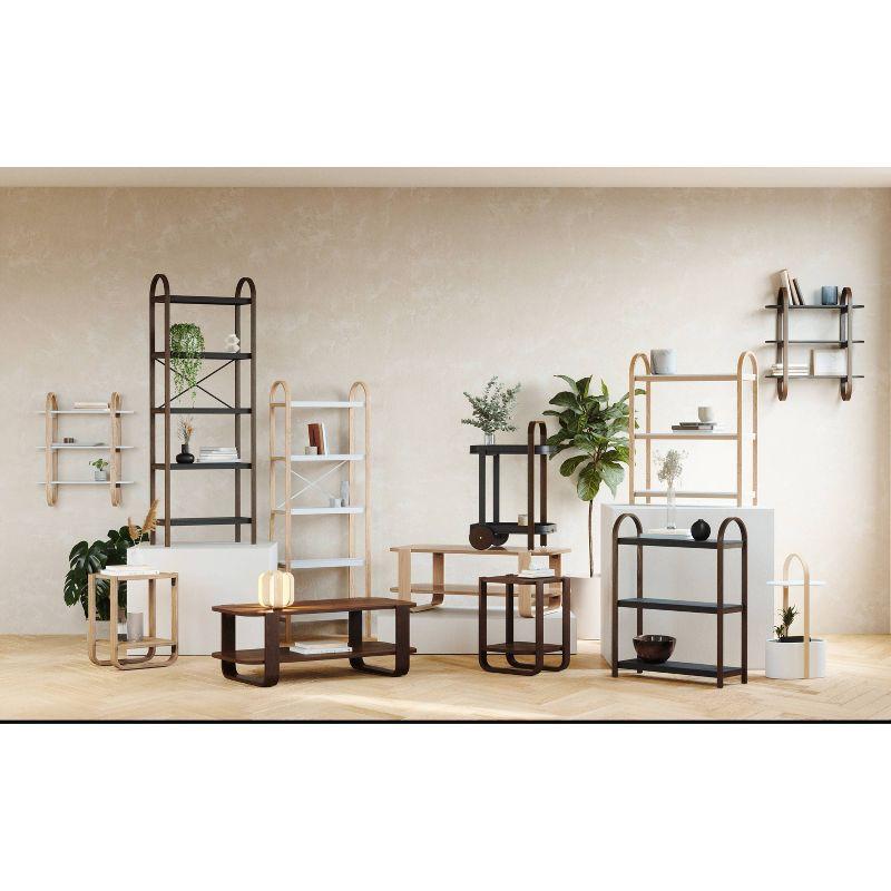 Bellwood Black/Walnut Wood Over-the-Toilet 3-Tier Bookshelf