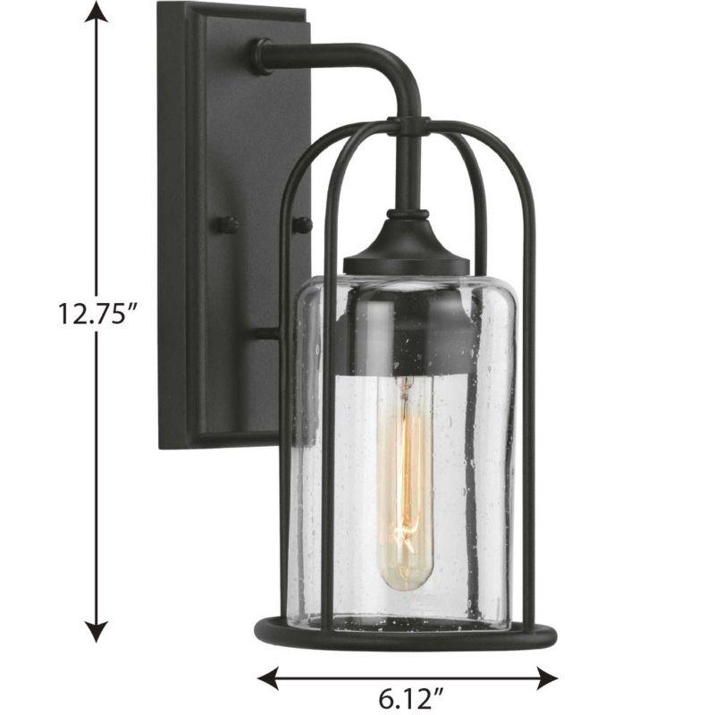 Progress Lighting, Watch Hill, 1-Light, Outdoor Wall Light, Textured Black, Clear Seeded Glass, Victorian Style