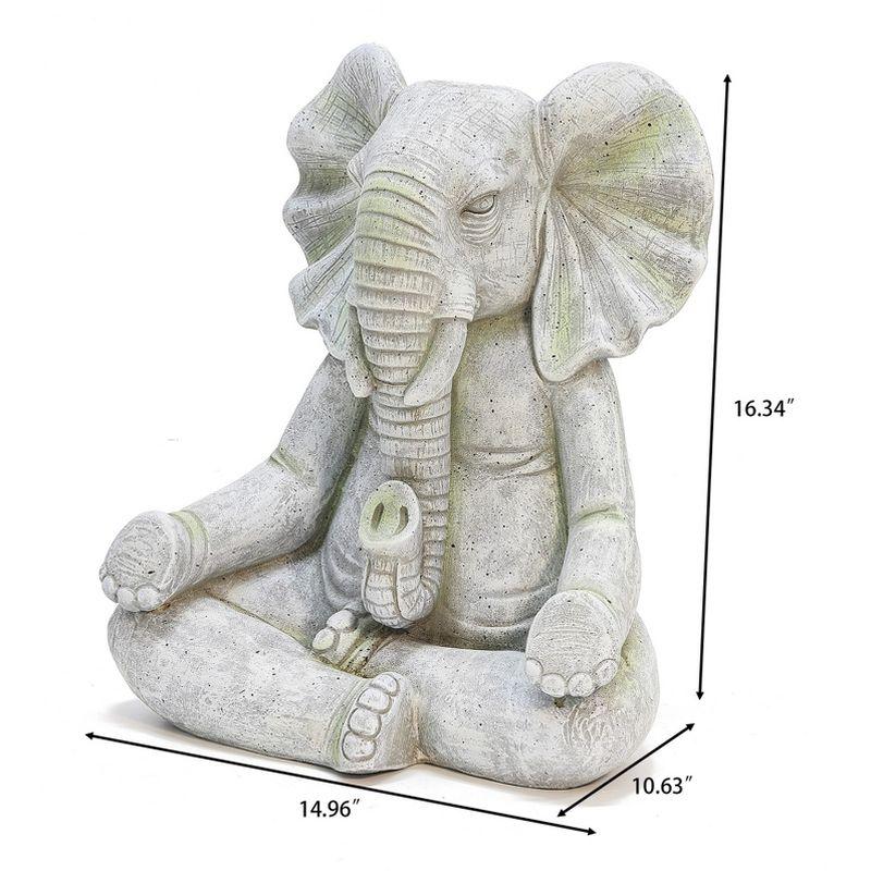 LuxenHome 16.93" LuxenHome Gray MgO Meditating Elephant Statue