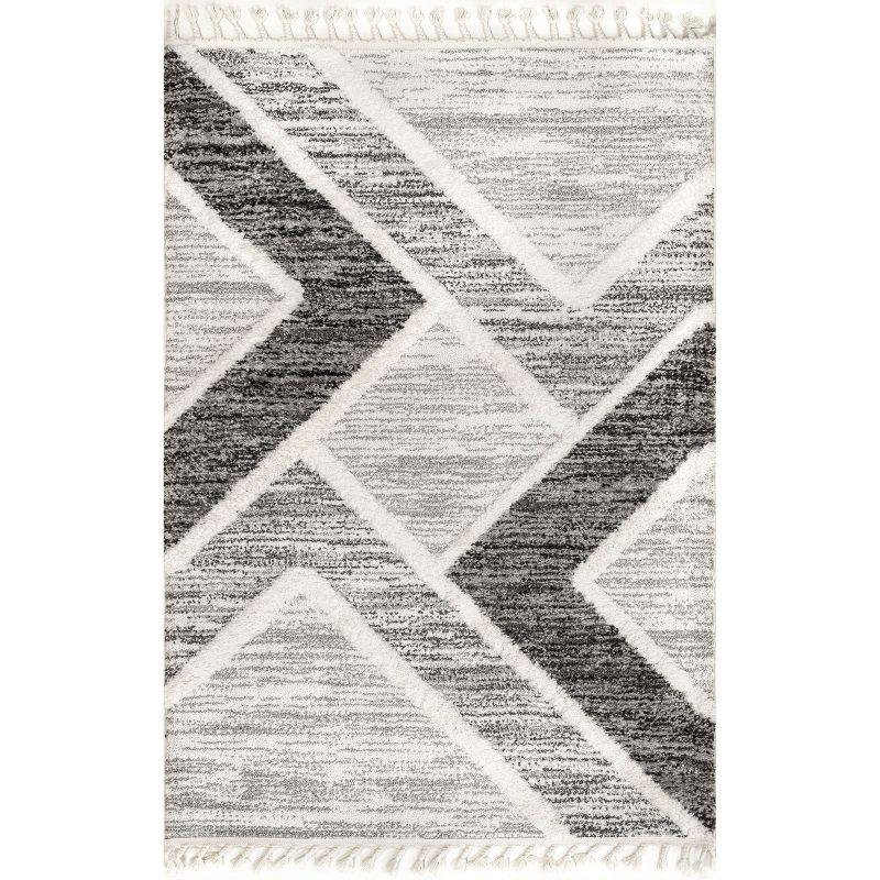 Nuloom Clarina Geometric 4x6 Indoor Area Rug for Living Room Bedroom Dining Room Kitchen, Grey/Ivory