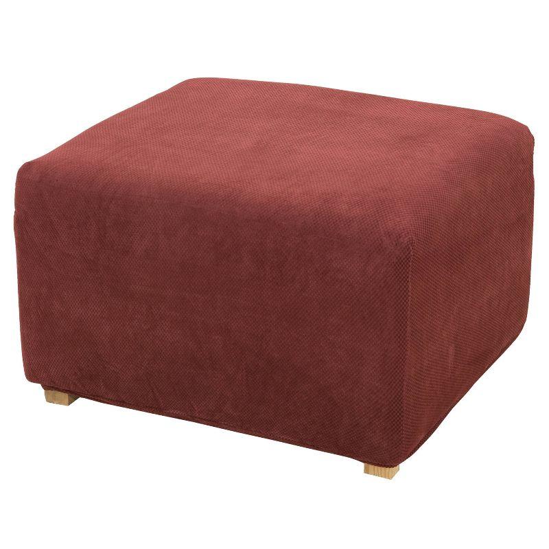 Stretch Pique Box Cushion Ottoman Slipcover